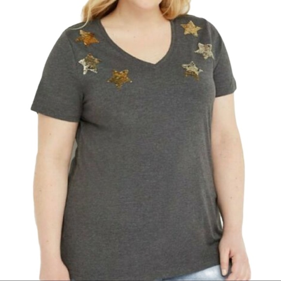 Lane Bryant Tops - Lane Bryant Sequin Stars T-shirt NWT